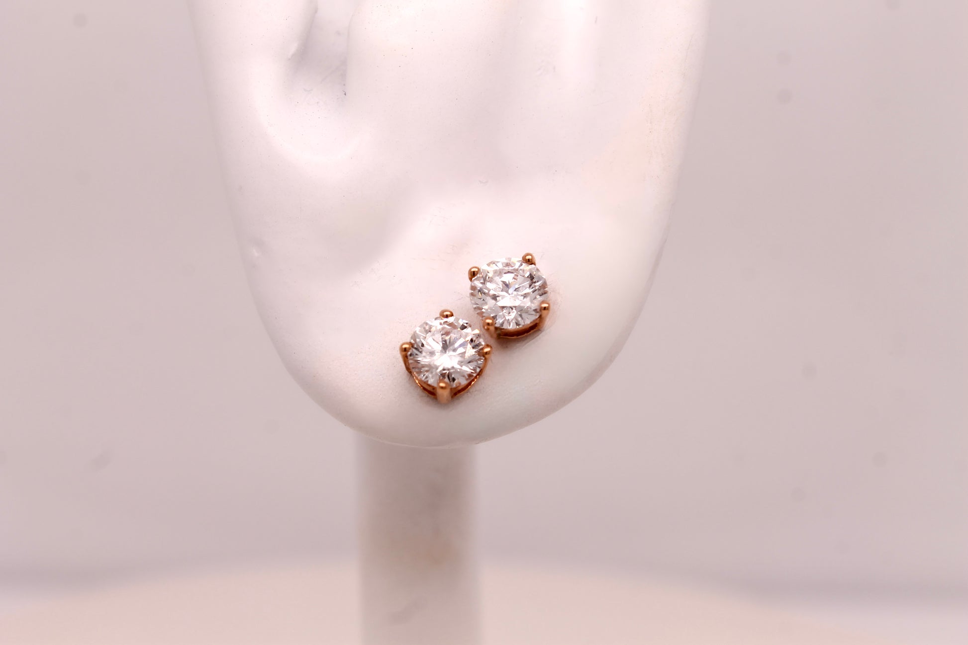 0.75 CTTW Lab Grown Diamond Stud Earrings Round with 14k Solid Gold