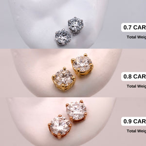 0.75 CTTW Lab Grown Diamond Stud Earrings Round with 14k Solid Gold