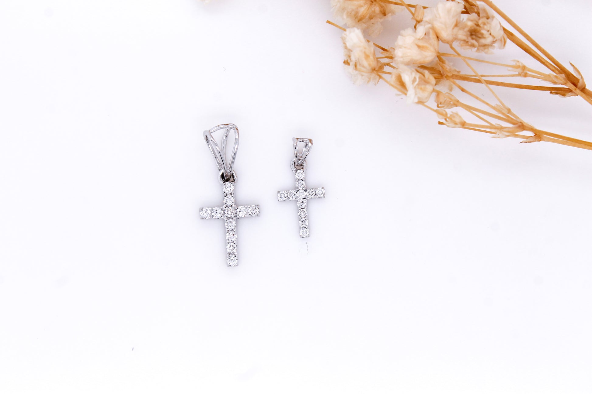 Diamond Cross Stud Pendant 0.1 ct