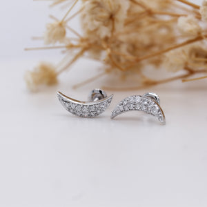 Diamond Crescent Moon Studs 0.19 ct