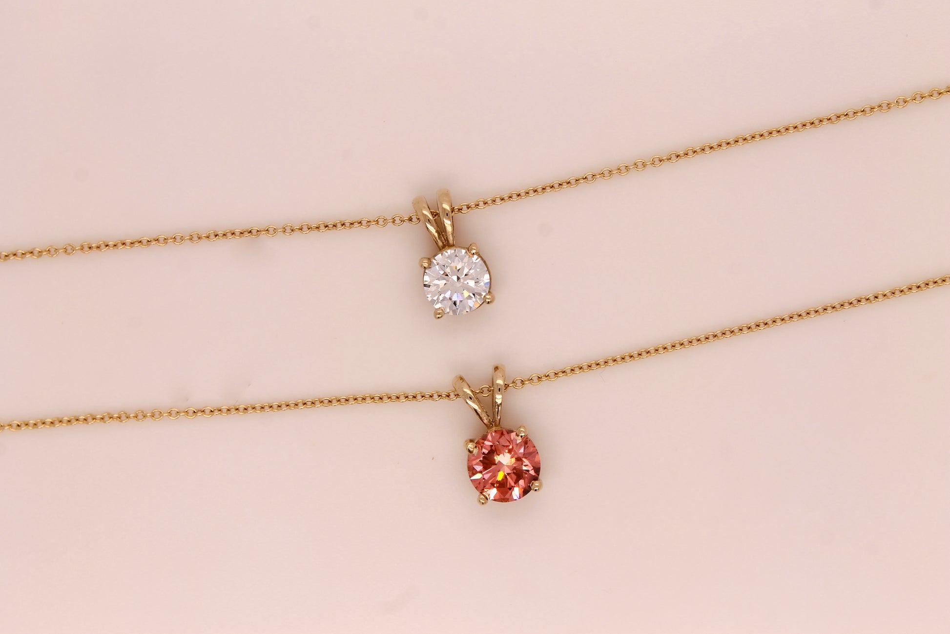 Pink Diamond Necklaces, Rarest Fancy Intense Pink Dimond with 14K Solid Gold, IGI Certified