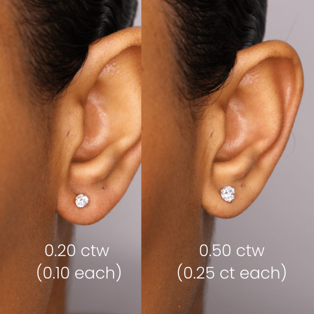 14K Solid Gold + 1 TCW Best Lab Diamond Stud Earrings (DEF - VVS/VS)