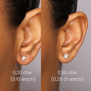 14K Solid Gold + 1 TCW Best Lab Diamond Stud Earrings (DEF - VVS/VS)