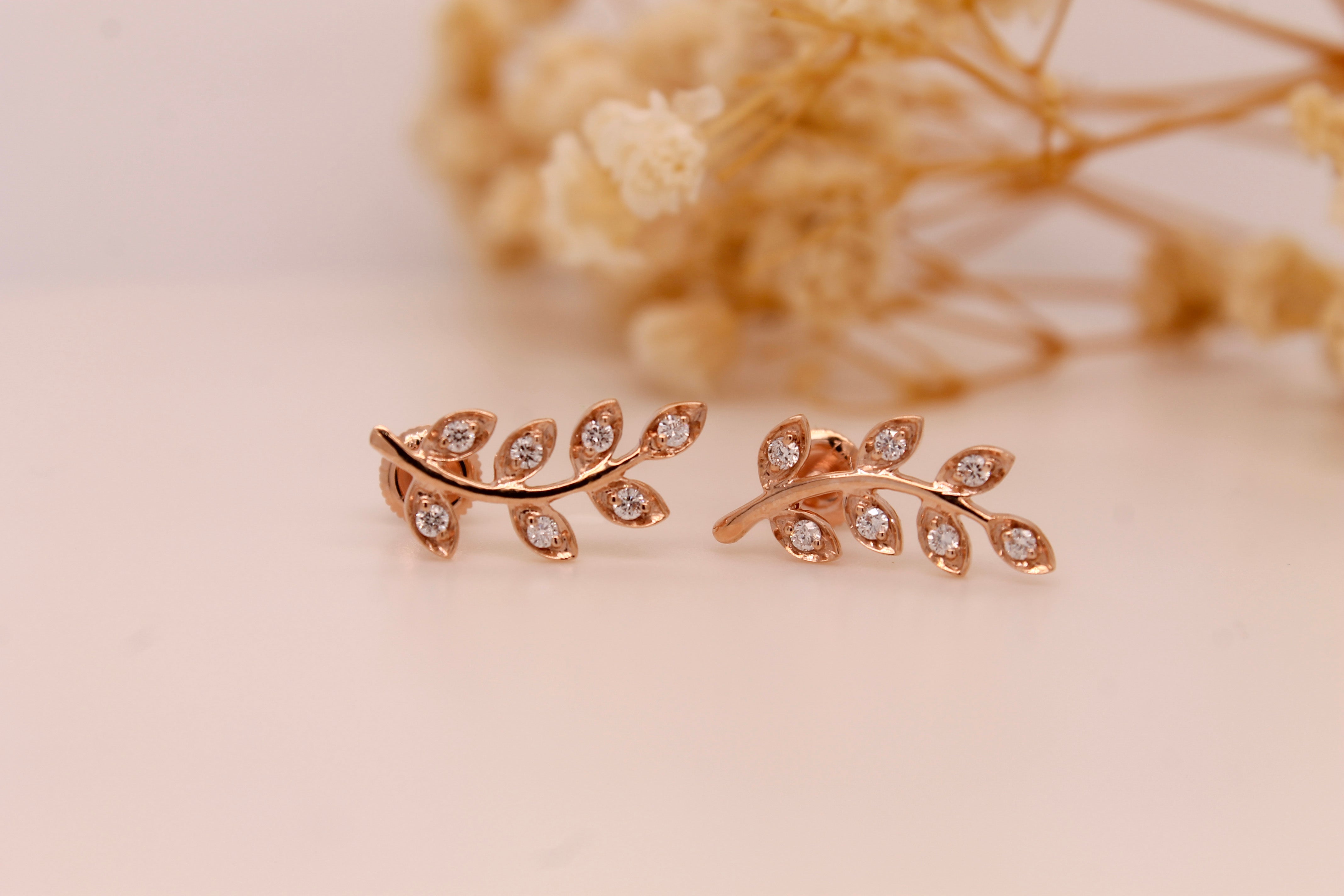 Diamond Leaves Earrings 0.18 ct