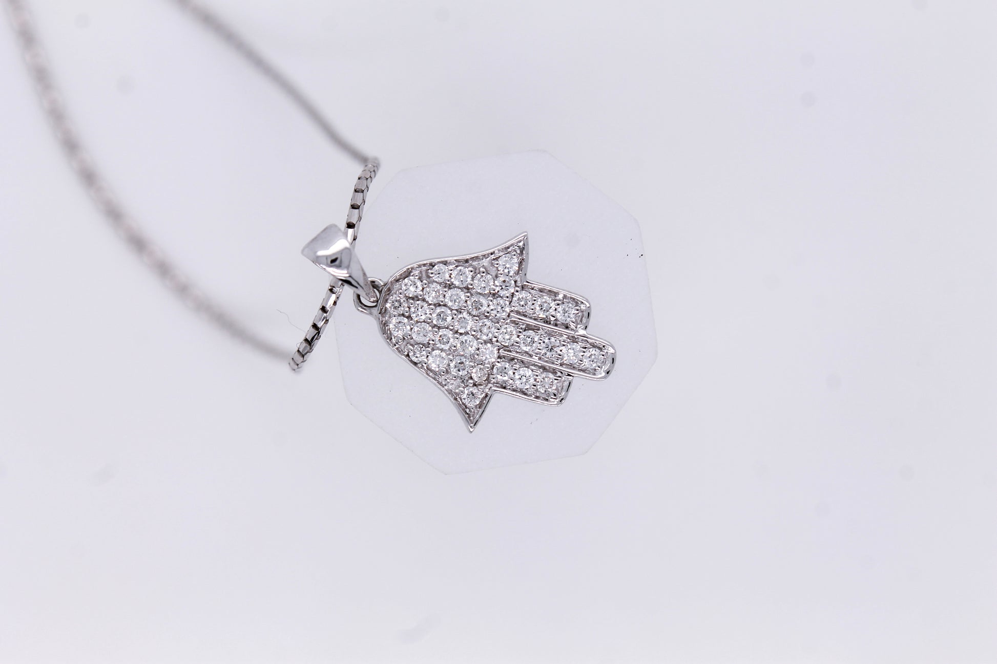 Diamond Kabbalah "Hand of Fatima" Hamsa Chamseh Pendant