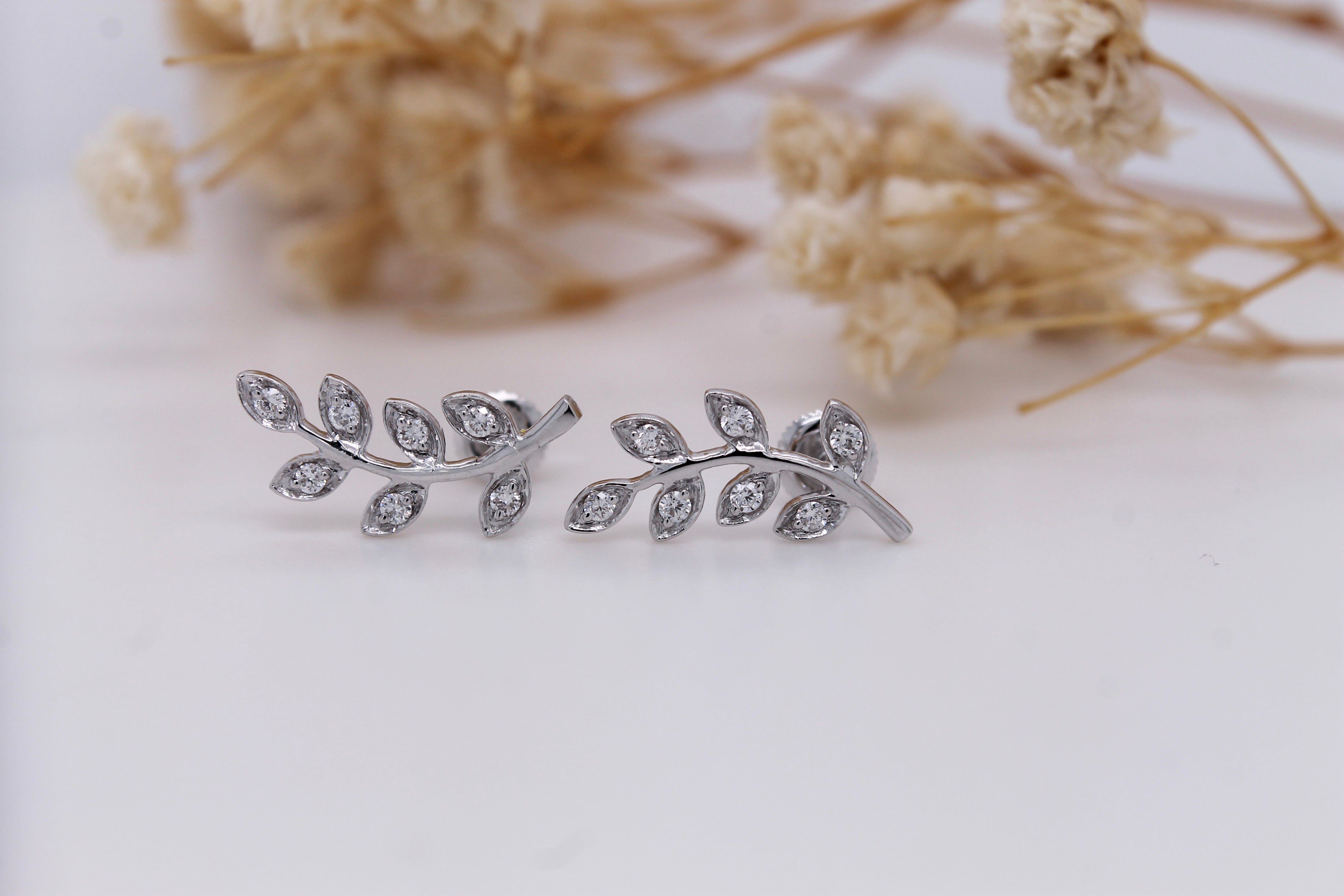 Diamond Leaves Earrings 0.18 ct