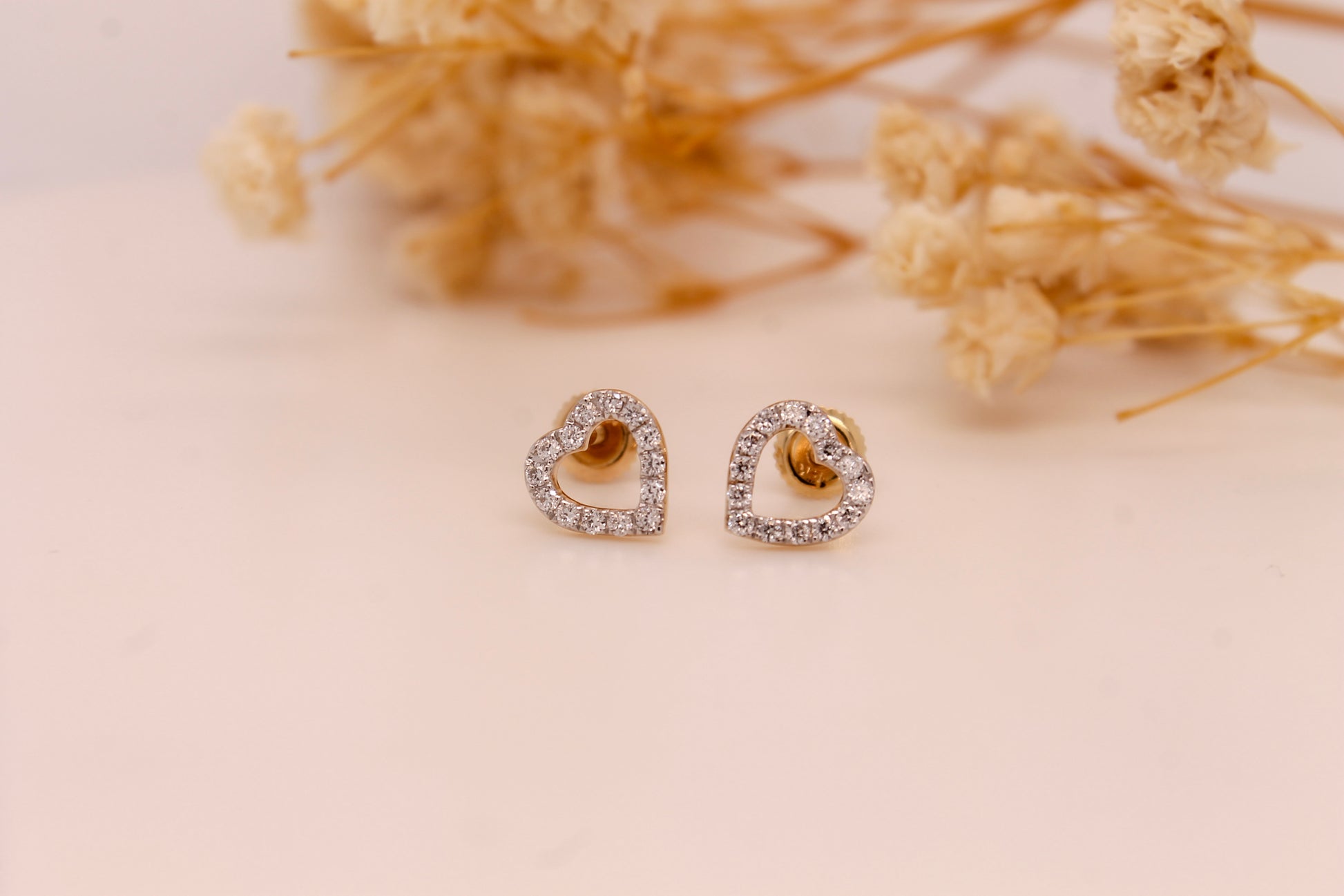 Diamond Heart Stud Earrings 0.19 ct