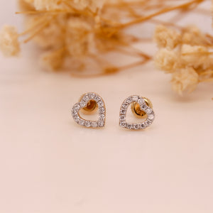 Diamond Heart Stud Earrings 0.19 ct