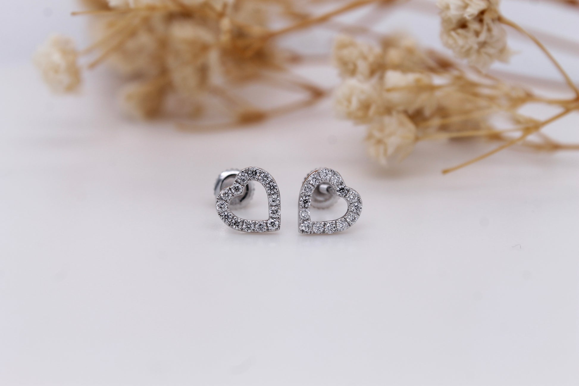 Diamond Heart Stud Earrings 0.19 ct