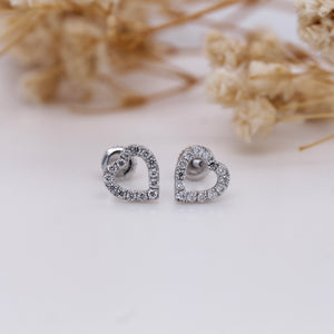 Diamond Heart Stud Earrings 0.19 ct