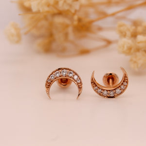 Diamond Crescent Moon Studs 0.22 Ct