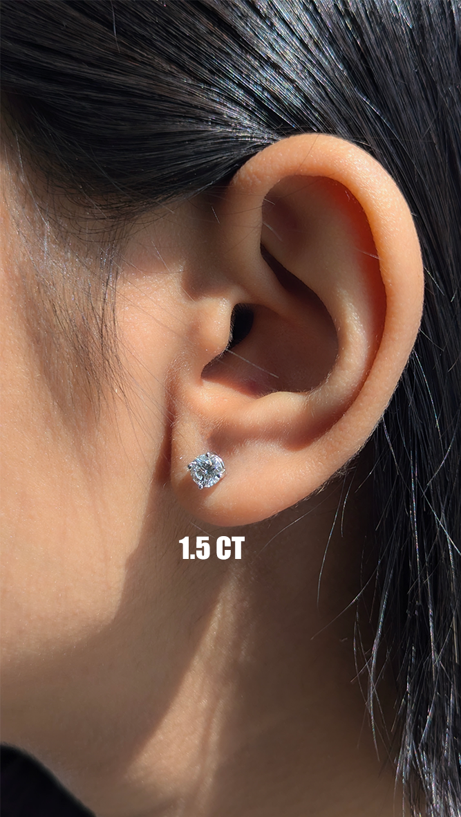 14K White Gold Four Prong Round Brilliant  IGI Certified Lab-Grown Diamond Stud Earrings (0.5 CTTW - 3.00 CTTW)