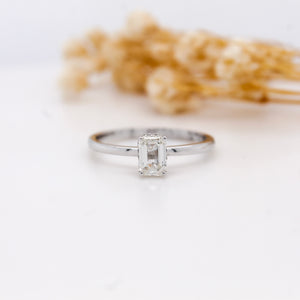 14K Emerald-Cut Diamond Engagement Ring – 0.58 Ct