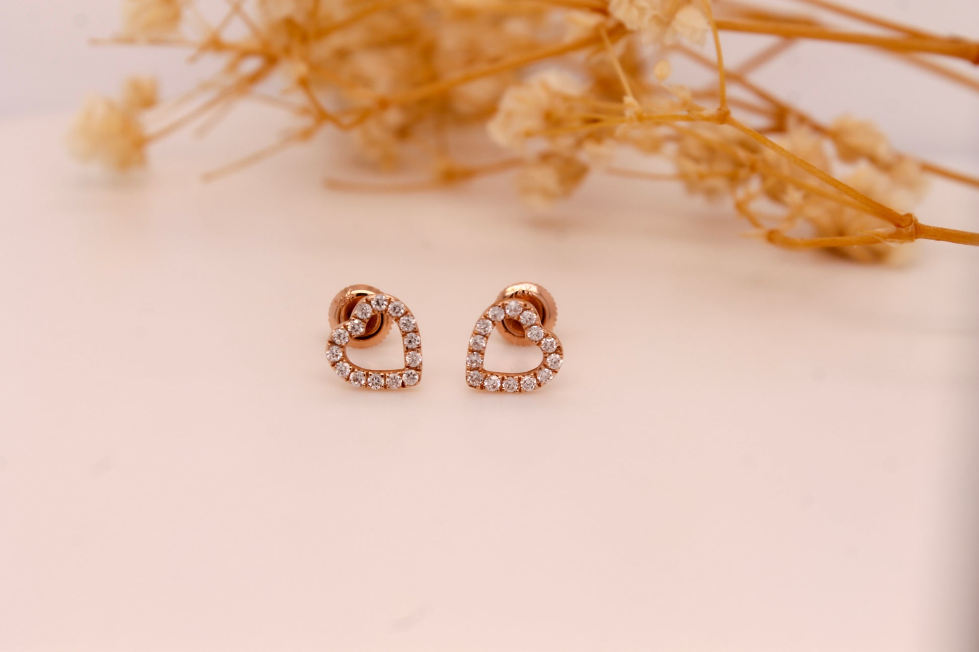 Diamond Heart Stud Earrings 0.19 ct