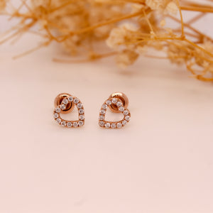 Diamond Heart Stud Earrings 0.19 ct