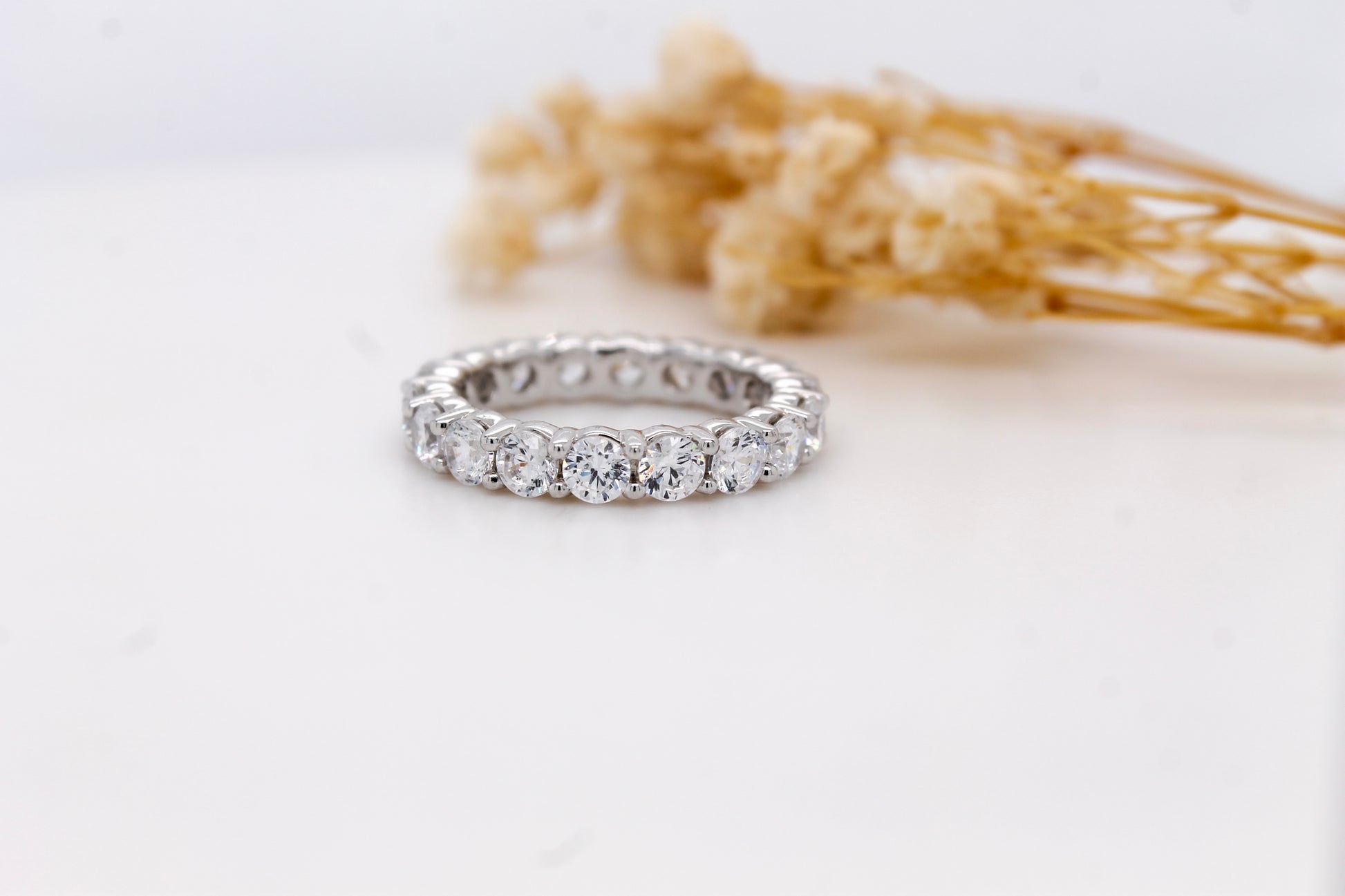 925 Silver CVD Diamond Eternity Band