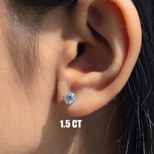 14K White Gold Four Prong Round Brilliant  IGI Certified Lab-Grown Diamond Stud Earrings (0.5 CTTW - 3.00 CTTW)