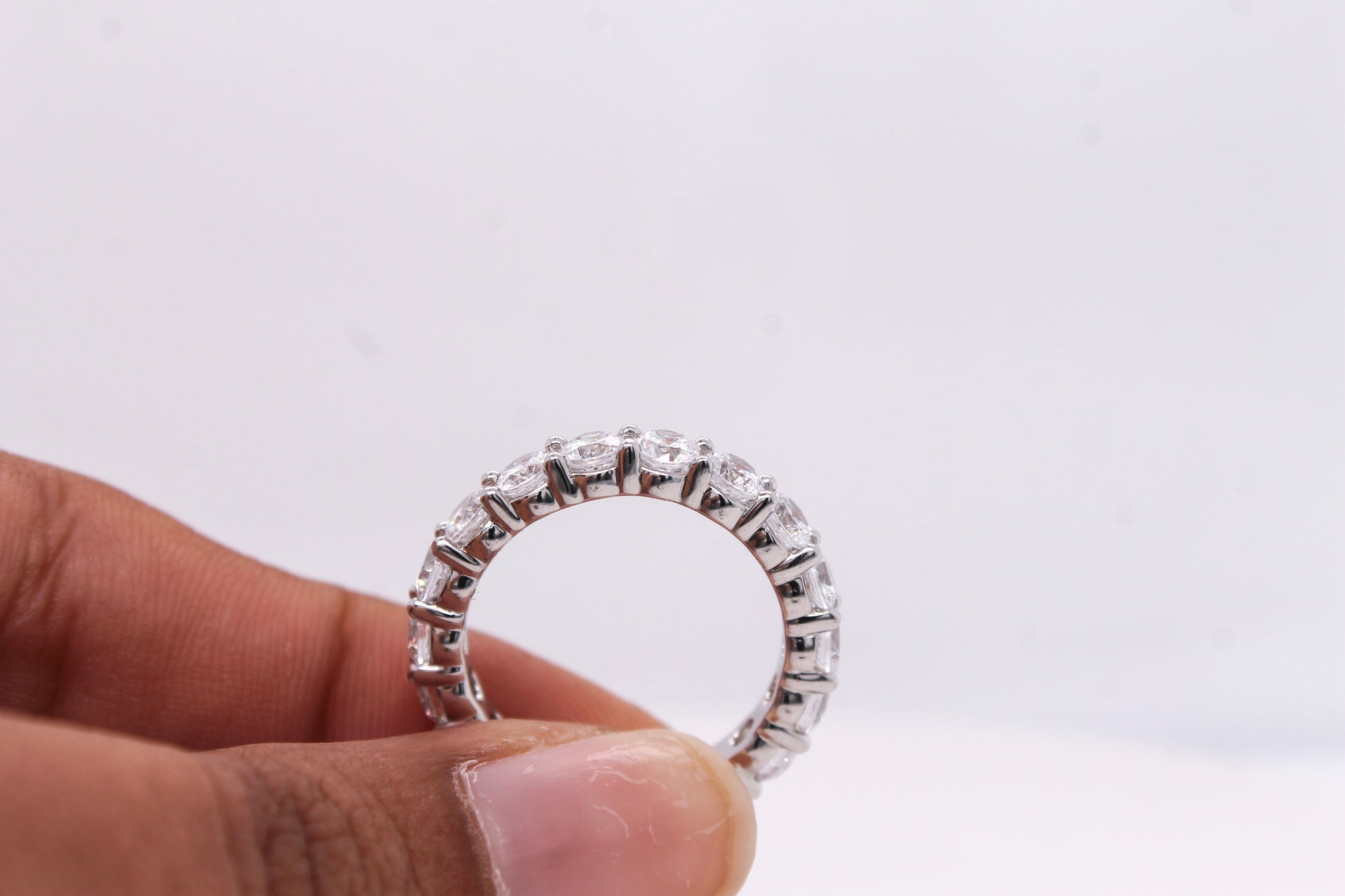 925 Silver CVD Diamond Eternity Band