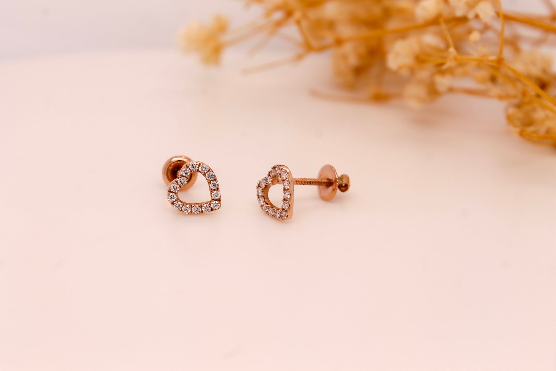 Diamond Heart Stud Earrings 0.19 ct