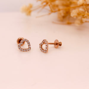 Diamond Heart Stud Earrings 0.19 ct