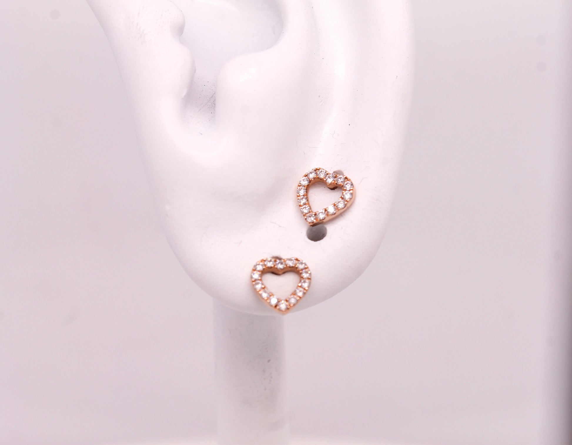 Diamond Heart Stud Earrings 0.19 ct