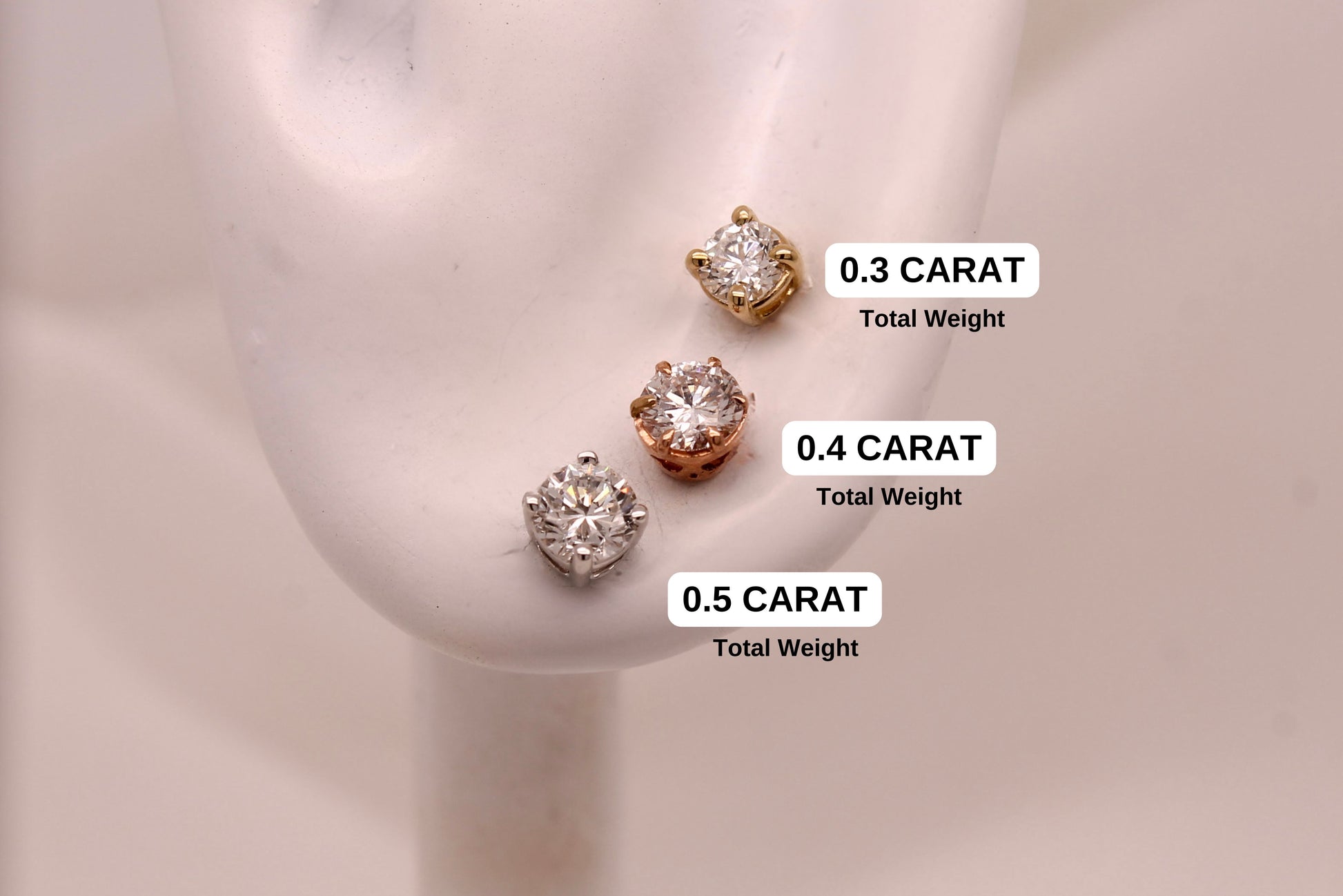 0.30 CTTW Lab Grown Diamond Stud Earrings Round with 14k Solid Gold