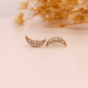 Diamond Crescent Moon Studs 0.19 ct