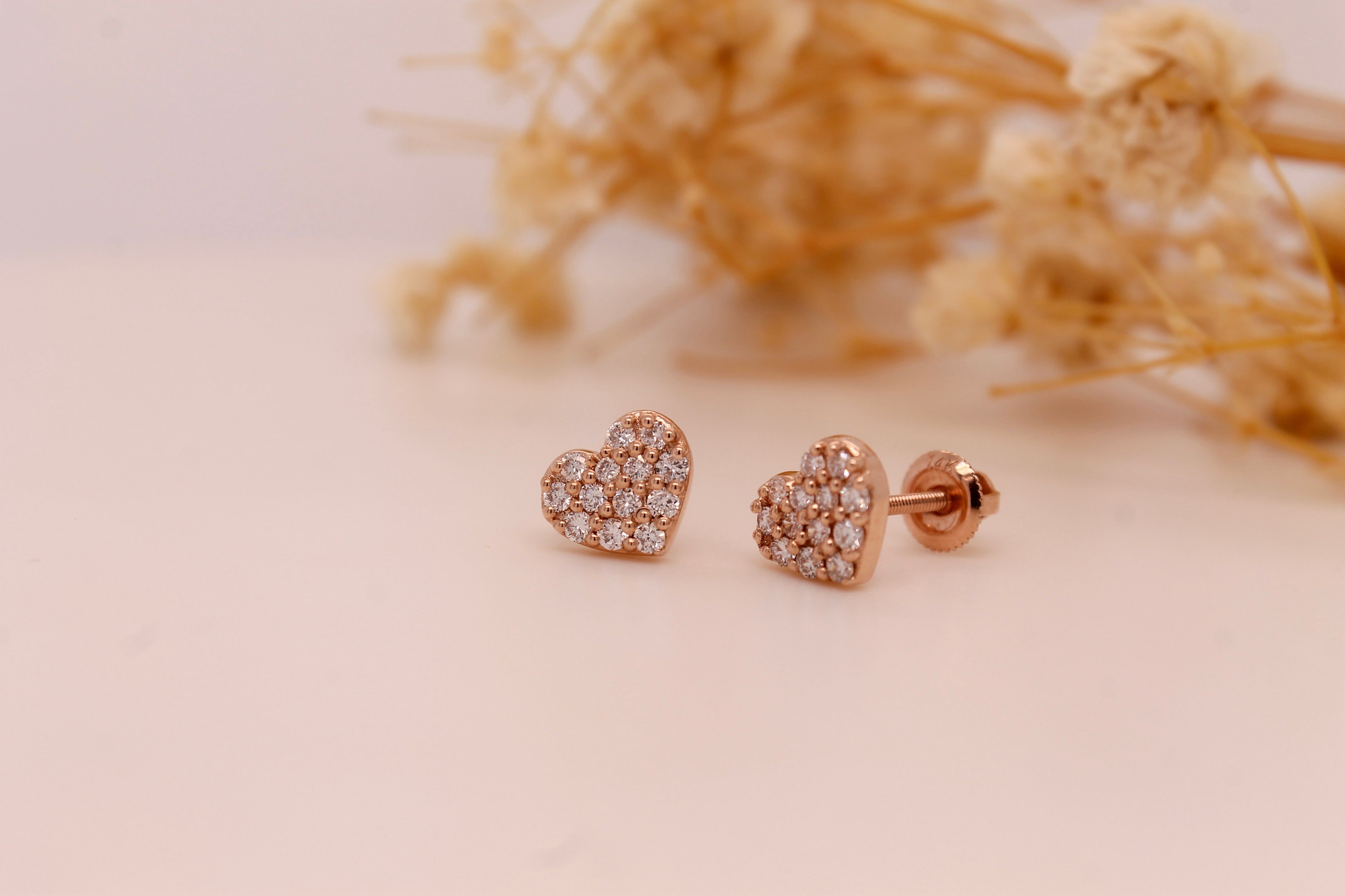 Diamond Heart Stud Earrings 0.33 ct