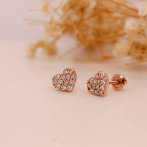 Diamond Heart Stud Earrings 0.33 ct