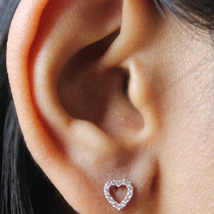 Diamond Heart Stud Earrings 0.19 ct