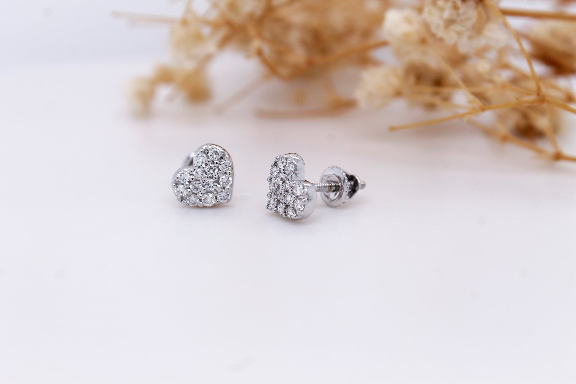 Diamond Heart Stud Earrings 0.33 ct