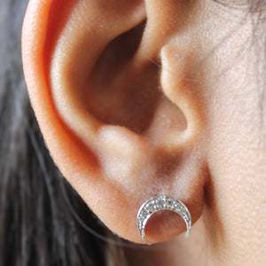 Diamond Crescent Moon Studs 0.22 Ct