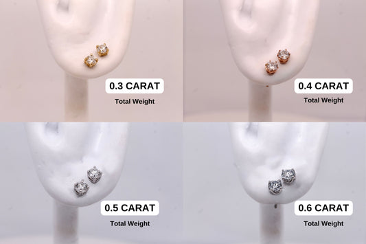 0.40 CTTW Lab Grown Diamond Stud Earrings Round with 14k Solid Gold