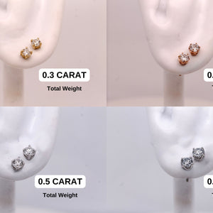 0.25 CTTW Lab Grown Diamond Stud Earrings Round with 14k Solid Gold