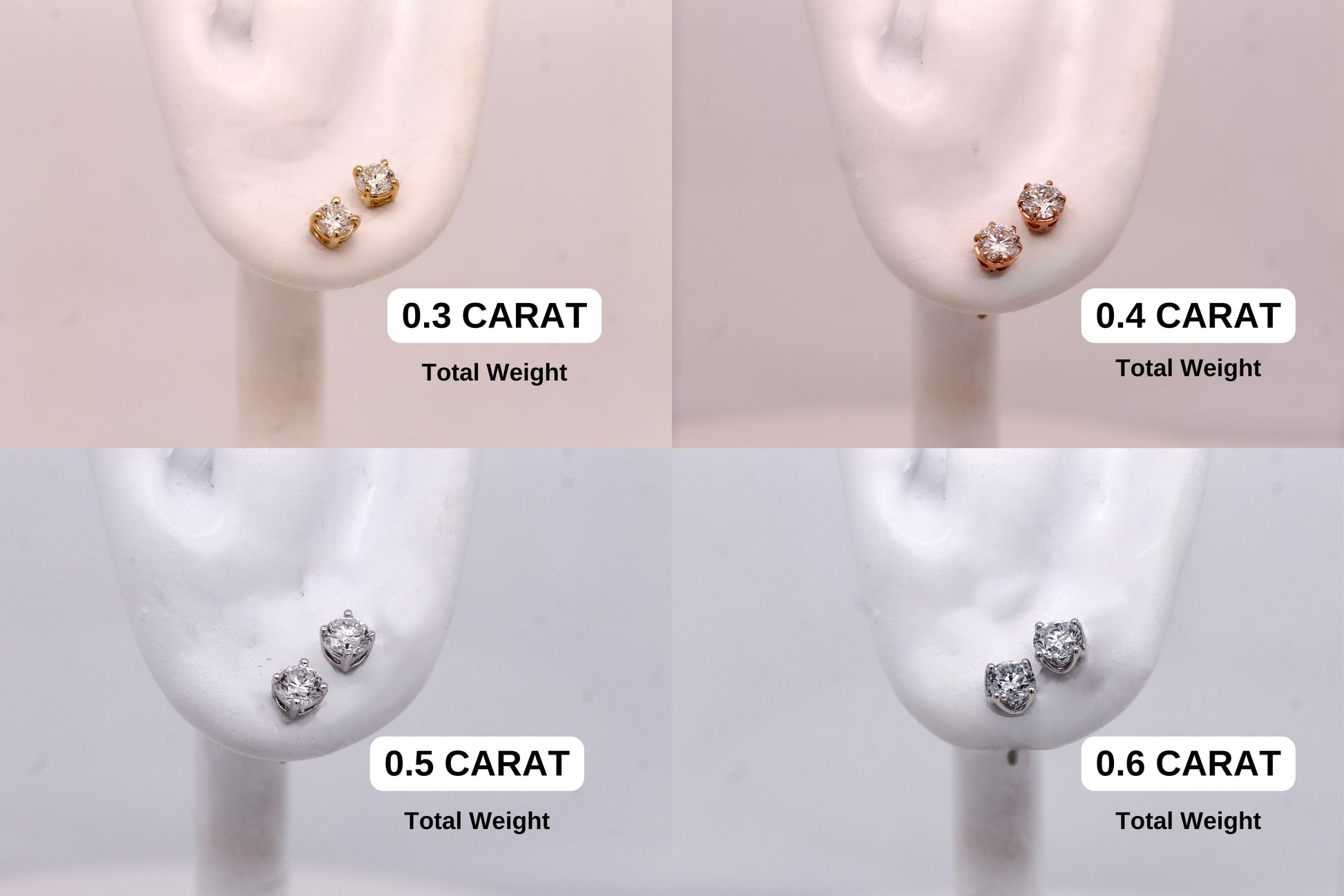 0.60 CTTW Lab Grown Diamond Stud Earrings Round with 14k Solid Gold