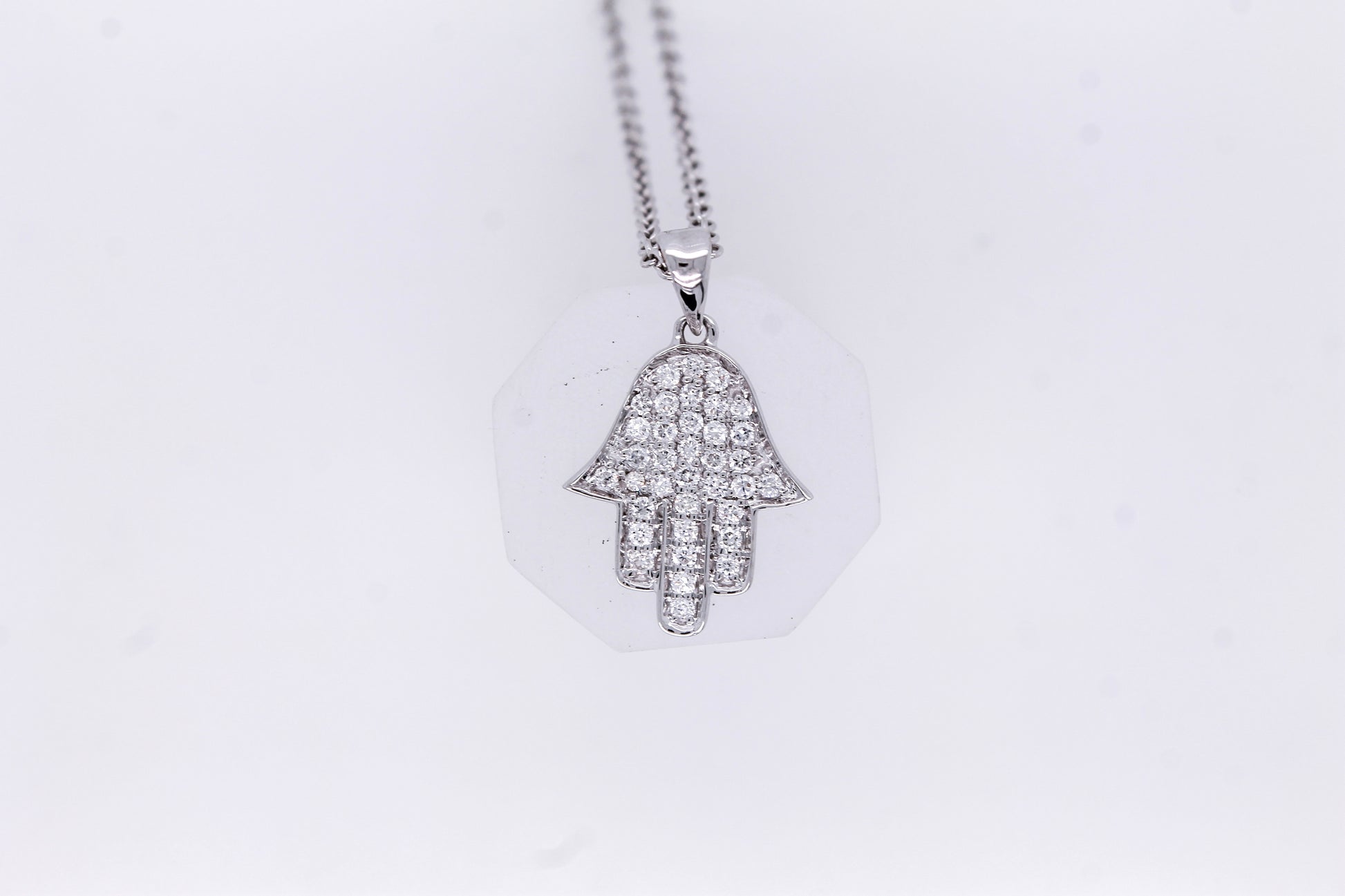 Diamond Kabbalah "Hand of Fatima" Hamsa Chamseh Pendant