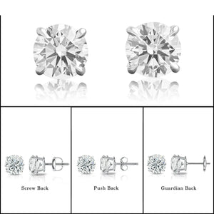 14K White Gold Four Prong Round Brilliant  IGI Certified Lab-Grown Diamond Stud Earrings (0.5 CTTW - 3.00 CTTW)