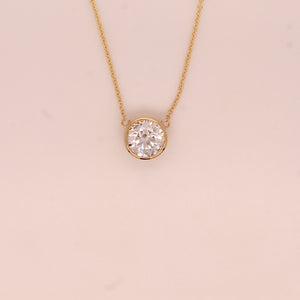 2.00 Ct Diamond Bezel Pendant, Bezel Diamond Pendant with 14K Solid Gold, IGI Certified