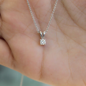 0.15 Ct Diamond Solitaire Pendant, Floating Diamond Pendant with 14K Solid Gold