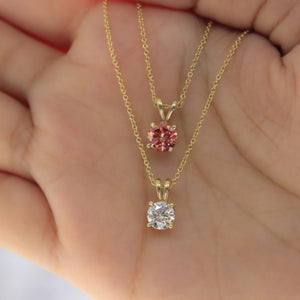 Pink Diamond Necklaces, Rarest Fancy Intense Pink Dimond with 14K Solid Gold, IGI Certified