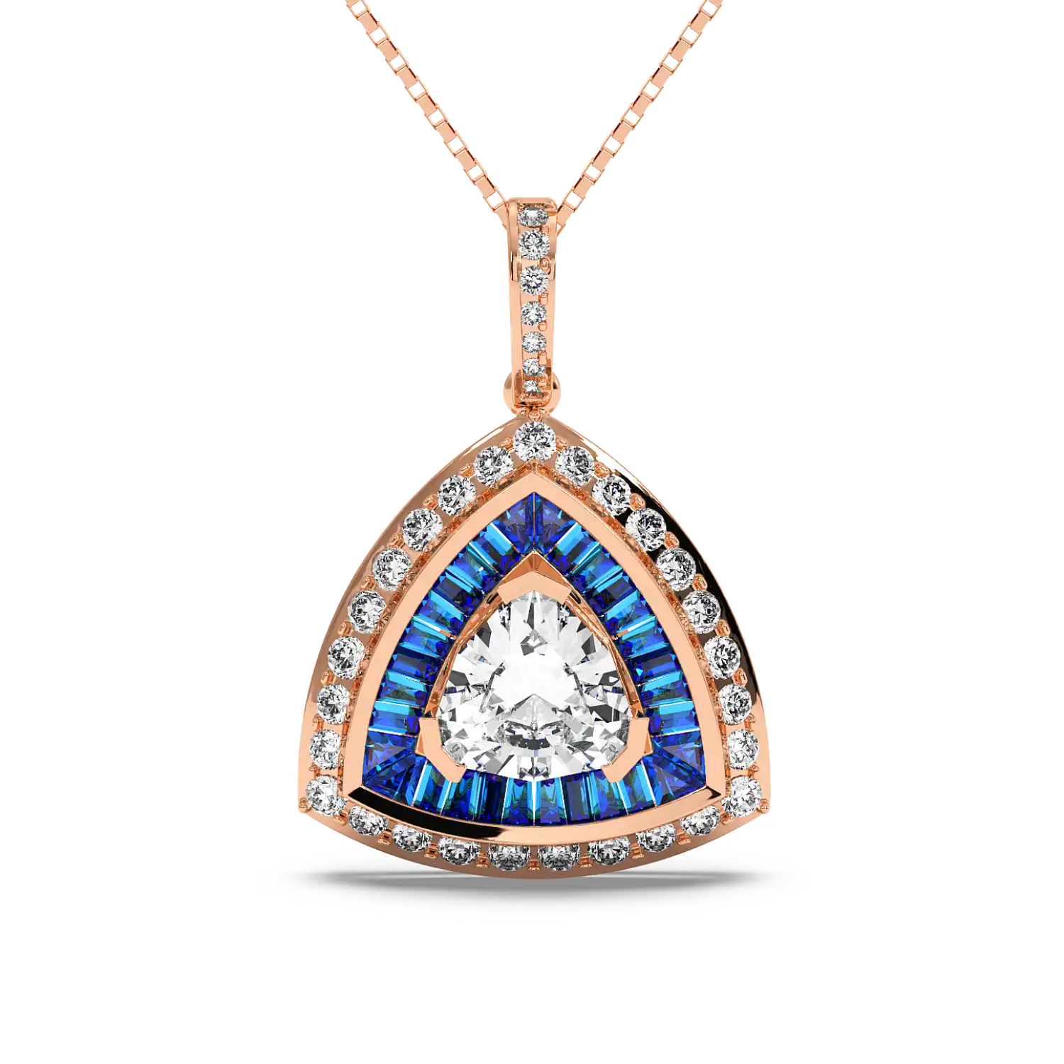 Azure Trillion Halo Pendant