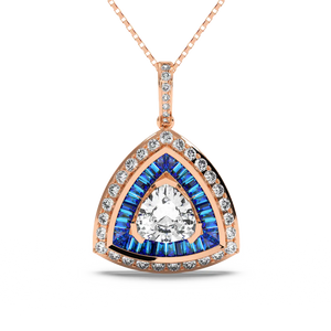 Azure Trillion Halo Pendant