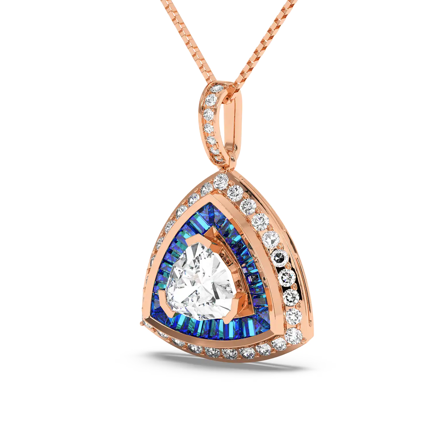 Azure Trillion Halo Pendant