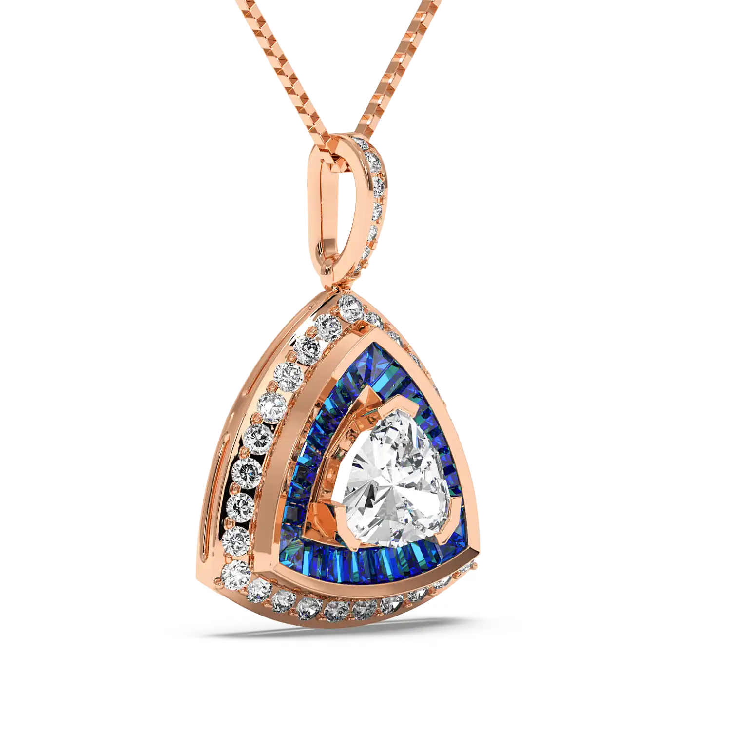 Azure Trillion Halo Pendant