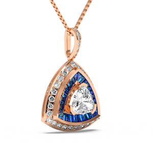 Azure Trillion Halo Pendant