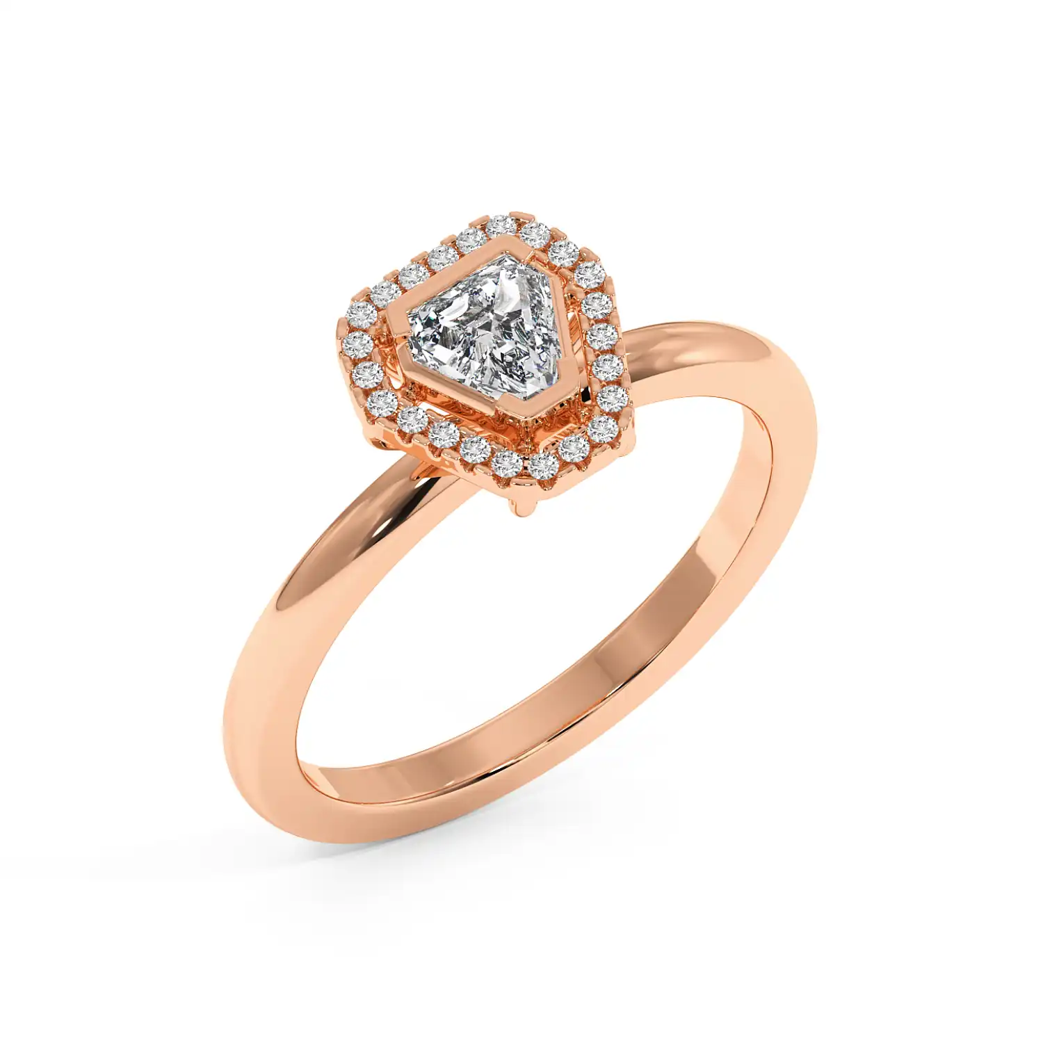 Solitaire Halo Ring - Coffin