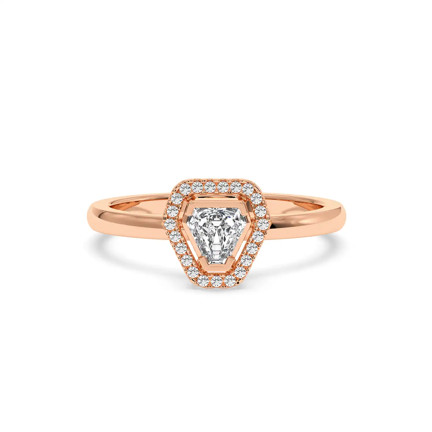 Solitaire Halo Ring - Coffin