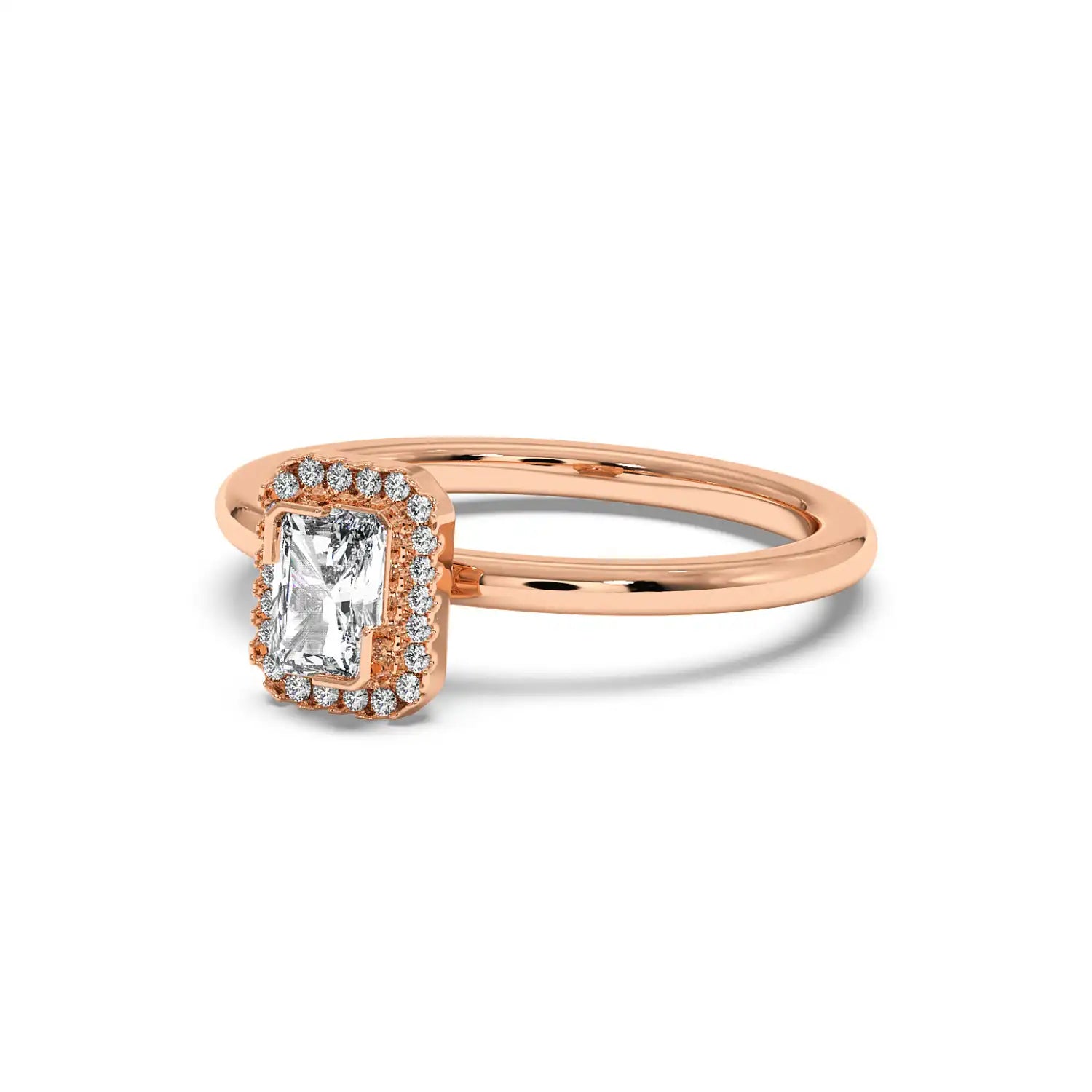 Solitaire Halo Ring - Radiant