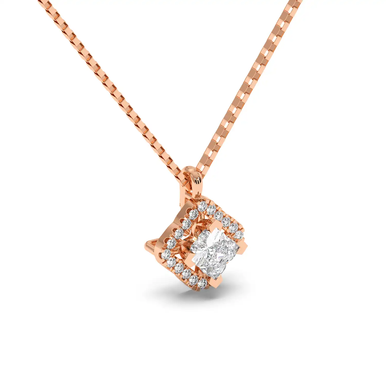 Solitaire Halo Pendant - Floral