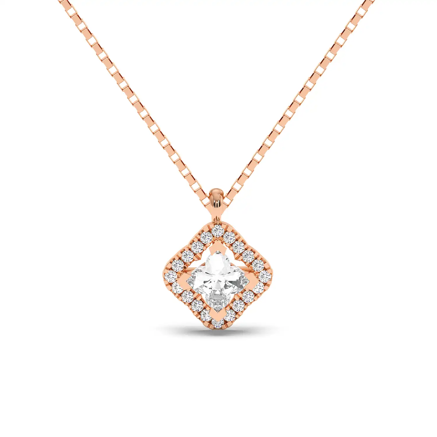 Solitaire Halo Pendant - Floral